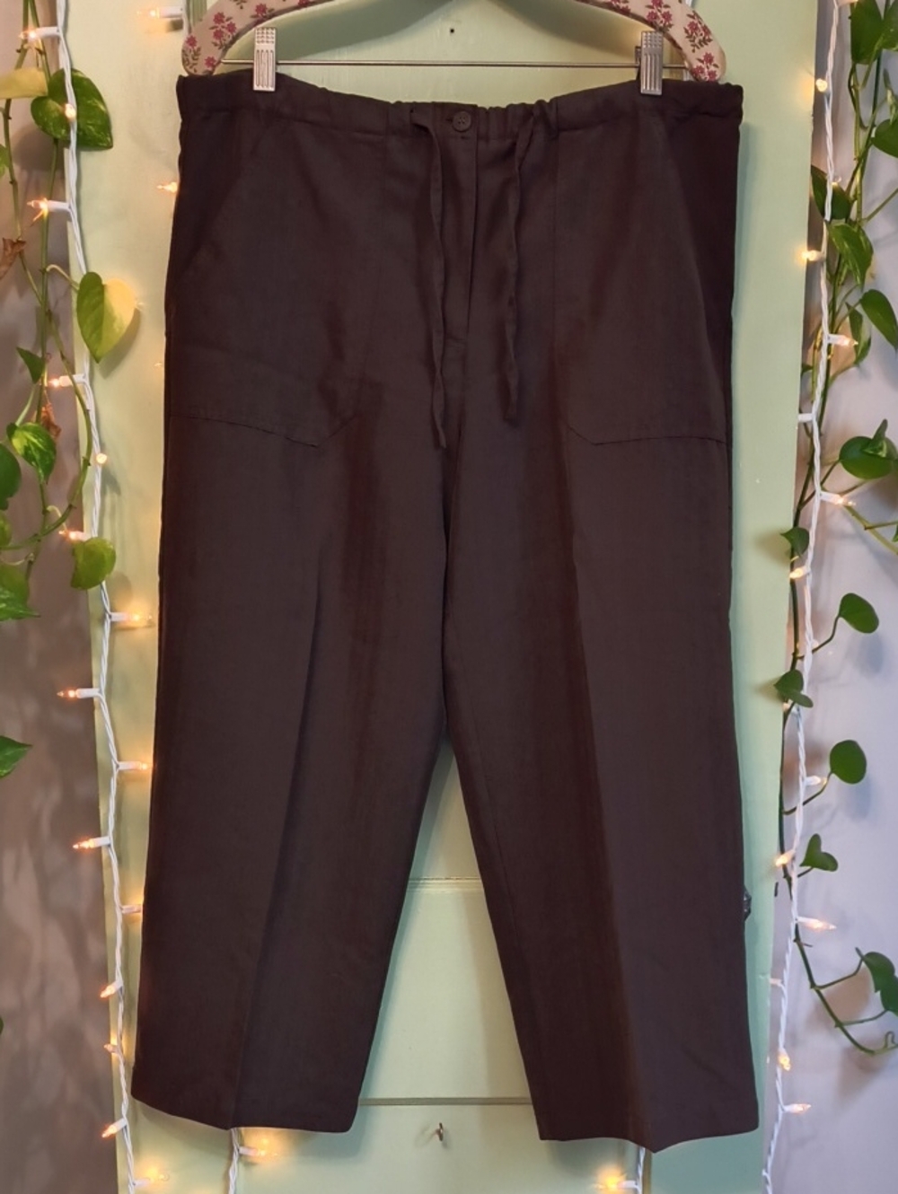 Women's Caribbean Joe Dark Chocolate Brown Cropped Loose Fit Lounge Pants M